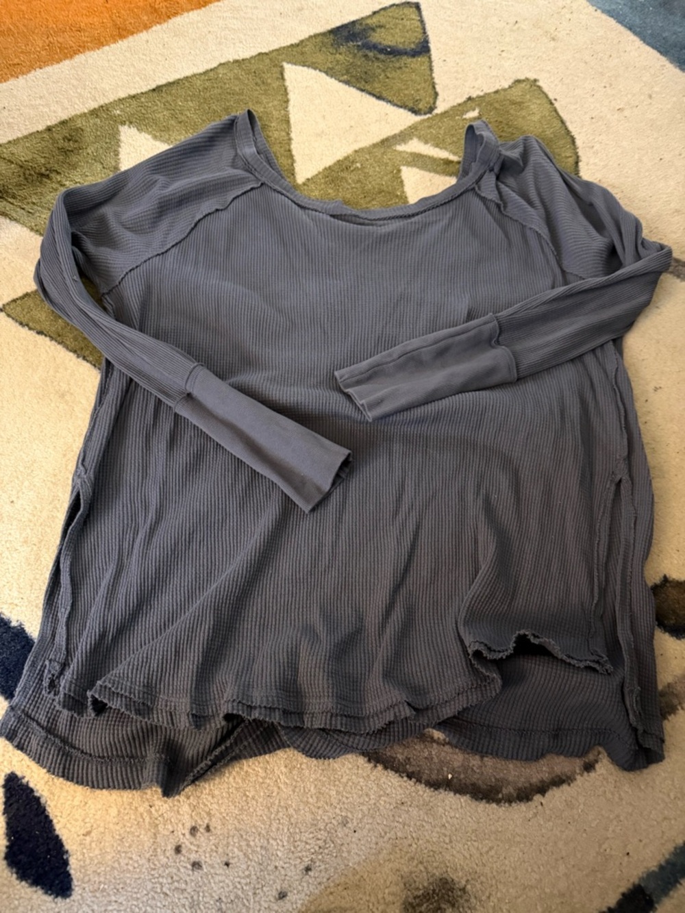 Free People | Women's Long Sleeve Waffle Knit Top - Slate Gray
